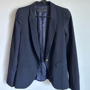 Dark Navy Zara Blazer with Gold Buttons and shoulder detail
